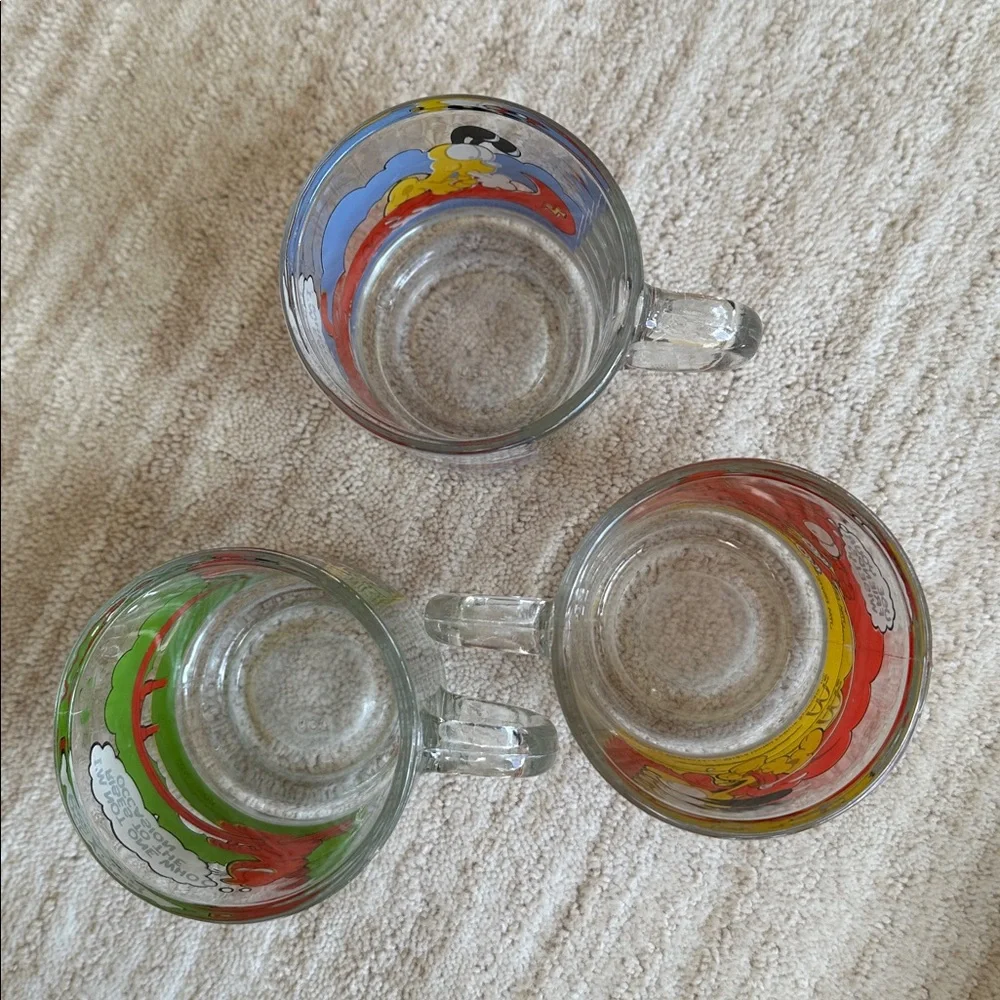 Set 3 McDonalds Garfield 1978 Clear Glass Mugs Cups Jim Davis Vintage McDonalds - Picture 10 of 16